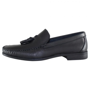Mocasini barbati, negru, casual, piele naturala, cu ciucuri, cu toc, Dogati 7005-Negru