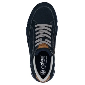 Pantofi barbati albastru casual piele naturala cu talpa joasa Rieker 15900-14-Albastru