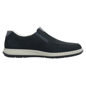 Pantofi barbati albastru inchis casual piele naturala cu talpa joasa Rieker 17359-14-Albastru-Inchis