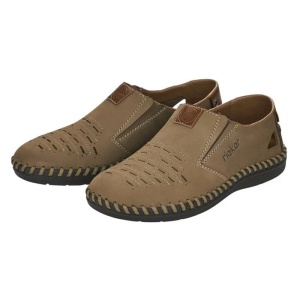 Pantofi barbati bej casual piele naturala perforati cu talpa joasa Rieker B2457-64-Bej