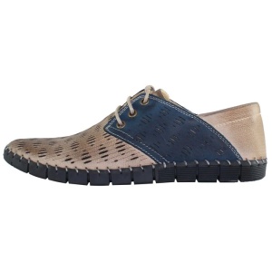 Pantofi barbati, bej, casual, piele naturala, perforati, cu talpa joasa, Dogati 106-08-53-Bej