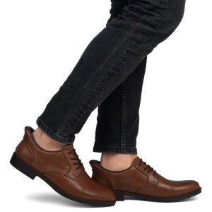Pantofi barbati maro casual piele naturala cu toc Rieker 10353-24-Maro