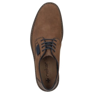 Pantofi barbati maro casual piele naturala cu toc Rieker 13439-24-Maro