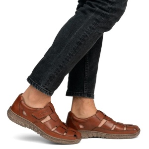Pantofi barbati maro casual piele naturala perforati cu talpa joasa Rieker 03578-24-Maro