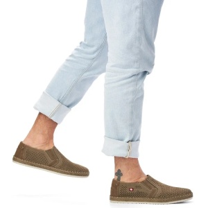 Pantofi barbati maro casual piele naturala perforati cu talpa joasa Rieker B5297-64-Maro