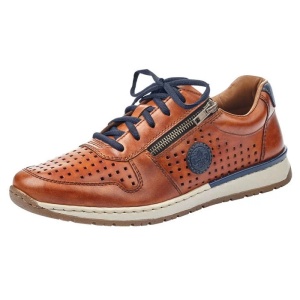 Pantofi barbati maro casual piele naturala perforati cu talpa joasa Rieker B5115-24-Maro