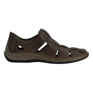 Pantofi barbati maro casual piele naturala perforati cu talpa joasa Rieker 05281-25-Maro