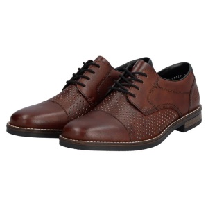 Pantofi barbati maro casual piele naturala perforati cu toc Rieker 13517-24-Maro