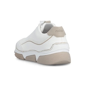 Pantofi dama alb casual piele ecologica cu talpa joasa Rieker 45969-80-Alb
