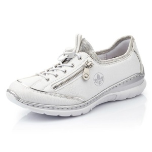 Pantofi dama alb casual piele ecologica cu talpa joasa Rieker L32P2-80-Alb
