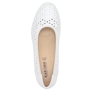 Pantofi dama alb casual piele naturala perforati cu toc Karisma JIJI20106C-13-N-Alb