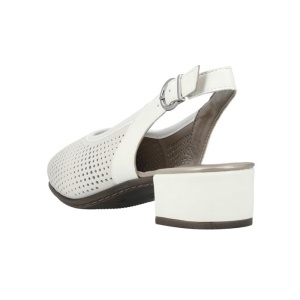 Pantofi dama alb elegant piele naturala perforati cu toc Rieker 47066-80-Alb