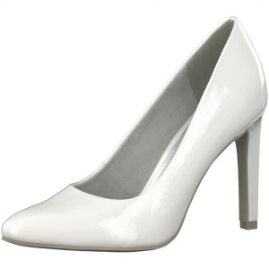 Pantofi dama alb eleganti piele ecologica lacuita cu toc Marco Tozzi 2-22415-20-123-Alb