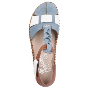 Pantofi dama albastru casual piele ecologica cu talpa joasa Rieker M1665-90-Albastru