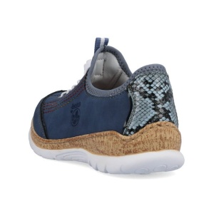 Pantofi dama albastru casual piele ecologica cu talpa joasa Rieker N42T0-14-Albastru