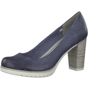 Pantofi dama albastru casual piele ecologica cu toc Marco Tozzi 2-22435-20-822-Albastru