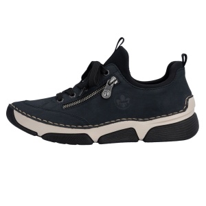 Pantofi dama, albastru, casual, piele ecologica si textil, cu talpa joasa, Rieker 45973-17-Albastru