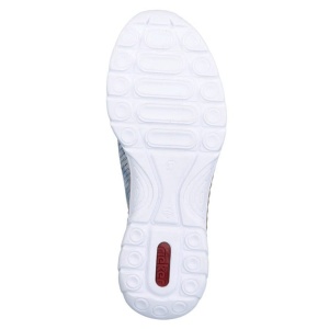 Pantofi dama albastru casual piele ecologica si textil perforati cu talpa joasa Rieker N4255-12-Albastru