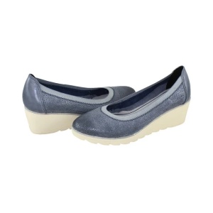 Pantofi dama, albastru, casual, piele naturala, cu platforma, Marco Tozzi 2-22427-26-812-Albastru