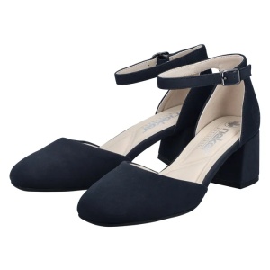 Pantofi dama albastru eleganti piele ecologica cu toc Rieker 44762-14-Albastru