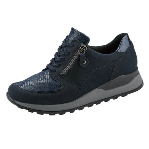Pantofi dama albastru inchis ortopedici sport piele naturala cu talpa joasa Waldlaufer H64007-307-194-Hiroko-Albastru-Inchis