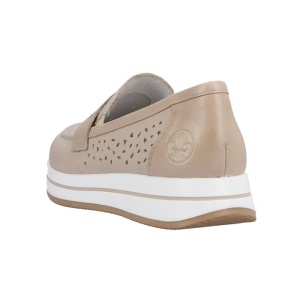 Pantofi dama bej casual piele naturala perforati cu platforma Rieker N4552-60-Bej