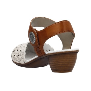 Pantofi dama bej casual piele naturala perforati cu toc Rieker 43703-60-Bej