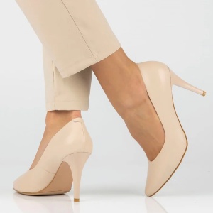 Pantofi dama bej eleganti piele naturala cu toc Filippo DP4428-23-BE-Bej