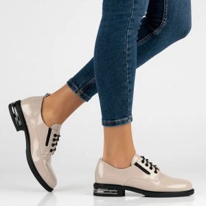 Pantofi dama bej eleganti piele naturala lacuita cu toc Filippo DP6189-24-BE-Bej