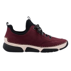 Pantofi dama bordo casual piele ecologica cu talpa joasa Rieker 45973-36-Bordo