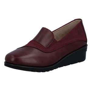 Pantofi dama bordo casual piele naturala cu platforma Rieker L5356-35-Bordo