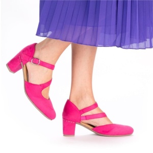 Pantofi dama fuchsia elegant textil cu toc Rieker 41080-31-Fuchsia