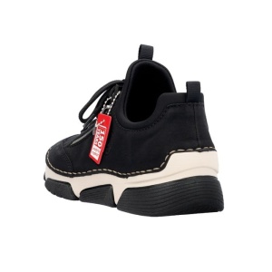 Pantofi dama negru casual piele ecologica cu talpa joasa Rieker 45973-00-Negru