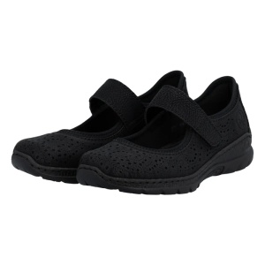 Pantofi dama negru casual piele ecologica cu talpa joasa Rieker N4299-00-Negru