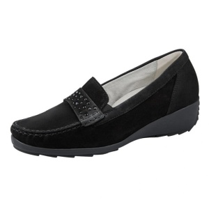 Pantofi dama negru casual piele naturala cu talpa groasa Waldlaufer 348501-162-001-Hanin-Negru