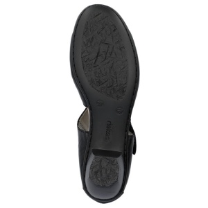 Pantofi dama negru casual piele naturala cu toc Rieker 41792-00-Negru