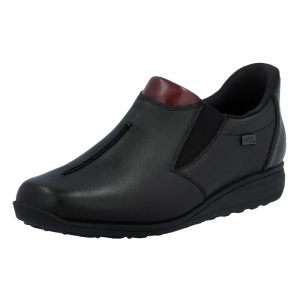 Pantofi dama negru casual piele naturala impermeabili cu talpa joasa Rieker 47253-00-Negru