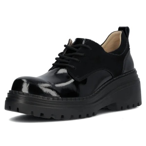 Pantofi dama negru casual piele naturala lacuita cu platforma Filippo DP6123-24-BK-Negru