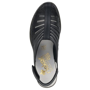 Pantofi dama negru casual piele naturala perforati cu toc Rieker 40959-00-Negru