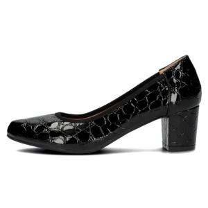Pantofi dama, negru, eleganti, piele ecologica lacuita, cu toc, Filippo DP4497-23-BK-Negru