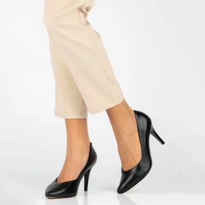 Pantofi dama negru eleganti piele naturala cu toc Filippo DP4428-23-BK-Negru