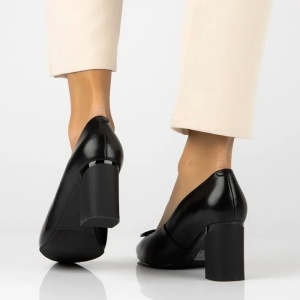 Pantofi dama negru eleganti piele naturala cu toc Filippo DP6176-24-BK-Negru