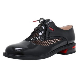 Pantofi dama negru eleganti piele naturala lacuita perforati cu toc Epica D02022SS0722018-01-L-Negru