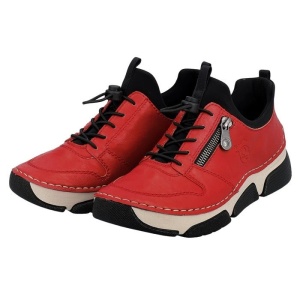 Pantofi dama rosu casual piele ecologica cu talpa joasa Rieker 45951-33-Rosu