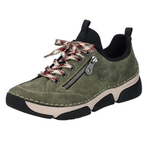 Pantofi dama verde casual piele ecologica cu talpa joasa Rieker 45973-54-Verde