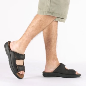 Papuci barbati maro casual piele naturala cu talpa joasa Rieker 20390-24-Maro