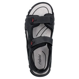 Sandale barbati negru sport piele ecologica cu talpa joasa Rieker 25055-00-Negru