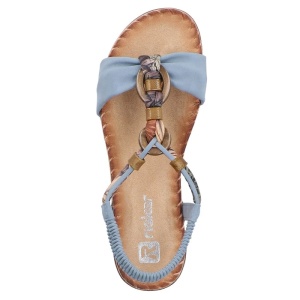 Sandale dama albastru casual piele ecologica cu talpa joasa Rieker V7568-14-Albastru