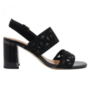 Sandale dama negru elegante din piele intoarsa si piele naturala cu toc Epica JIJI20028C-01-I-Negru