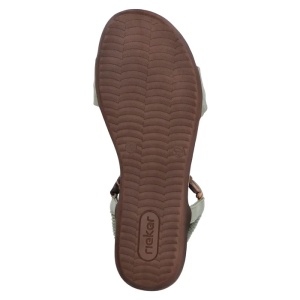 Sandale dama verde casual piele ecologica cu talpa joasa Rieker V7568-52-Verde